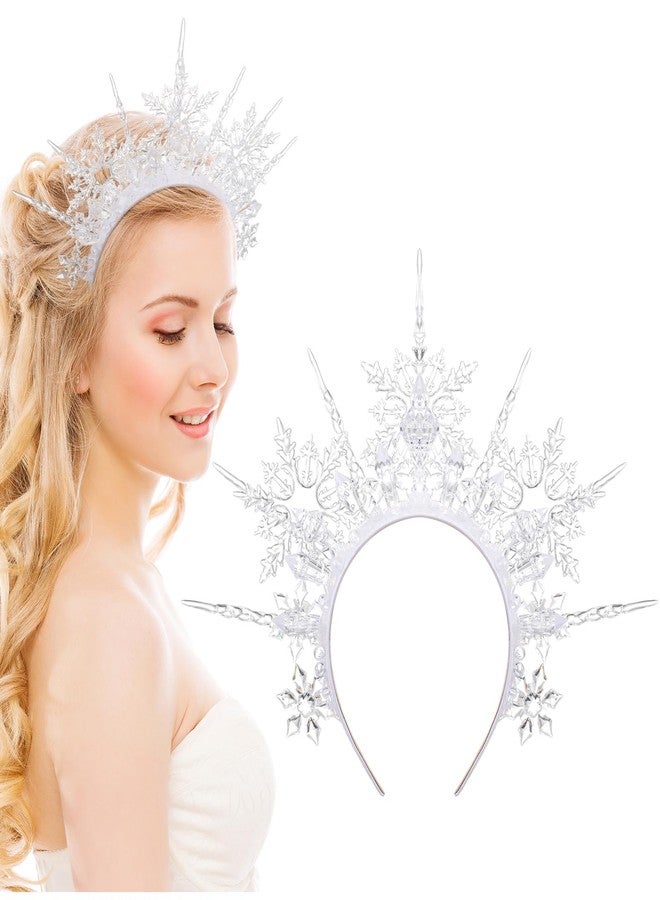 Suncalla Christmas Queen Crown Winter Snowflake Crystal Headband for Halloween Crowns Bride Women Quinceanera Headpieces Prom Party Princess Dress up Costume Christmas Hair Accessories - Image 1